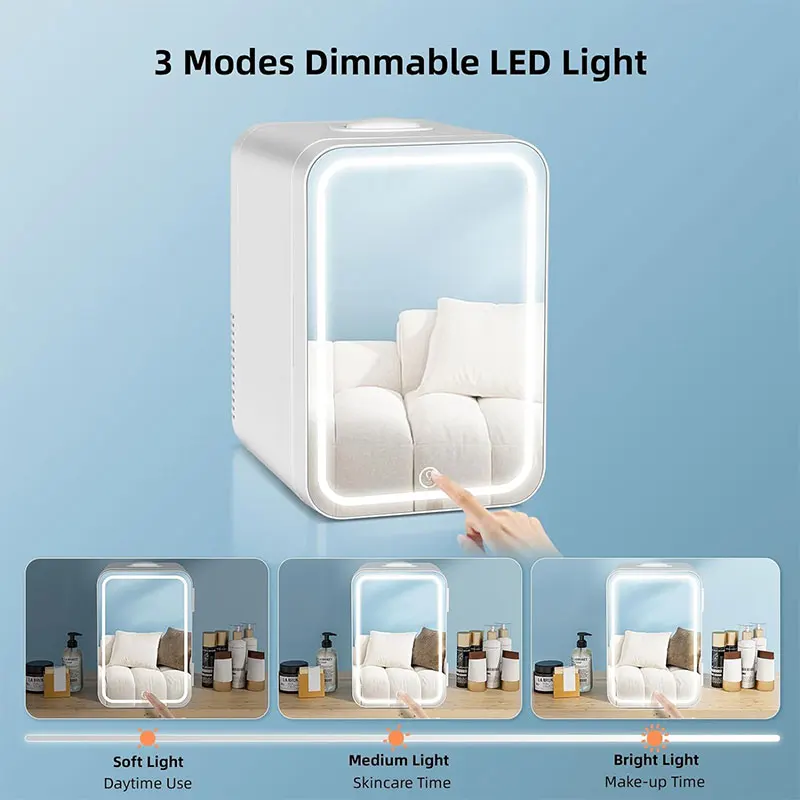 Popular 8L Custom Portable Home Cosmetic Makeup Fridge Refrigerator Beauty Mini Fridge With Mirror Led Light