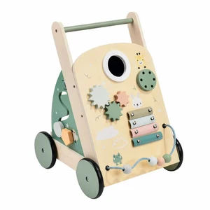 Eduland Multi-Function Wooden Baby Walker Children's Early Education Push Pull Toy for Motor Skills Development