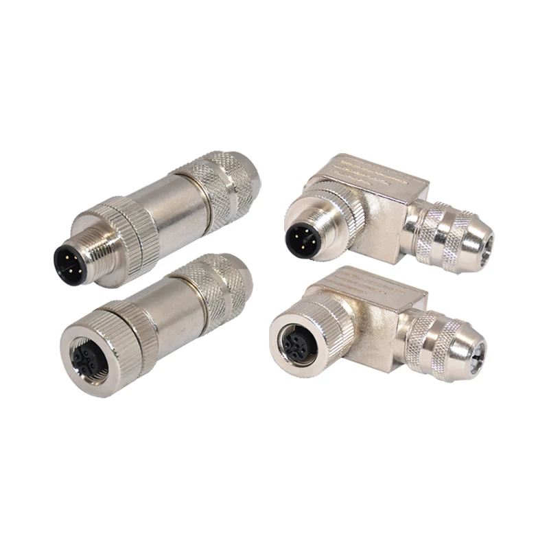 Pa66 Insert M12 Waterproof Connector Crimping Solder 8 Pin 90 Degrees CuZn