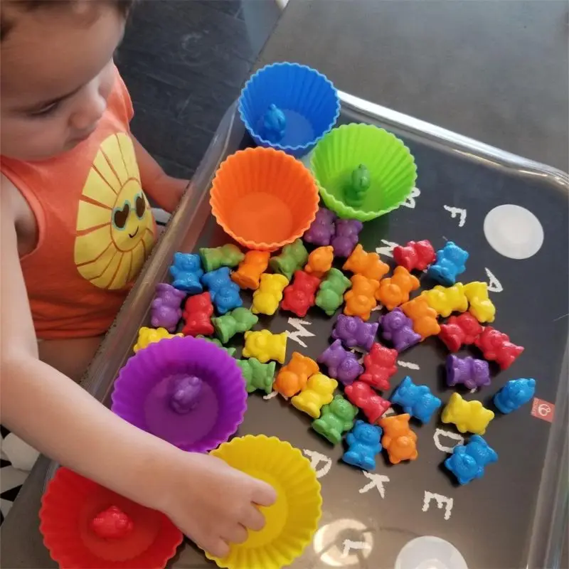 6 Colors Preschool 60pcs Kids-Educational Bears Sorting Toys for Toddlers 