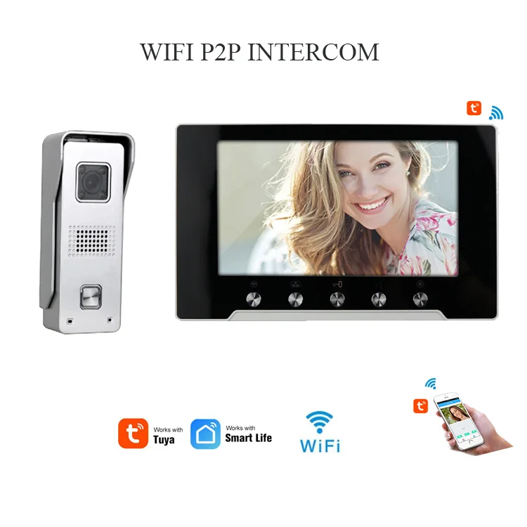 7 Inch Wire Free Intercom Telephone System Wireless Long Range Remote Control Ring Door Bell Camera