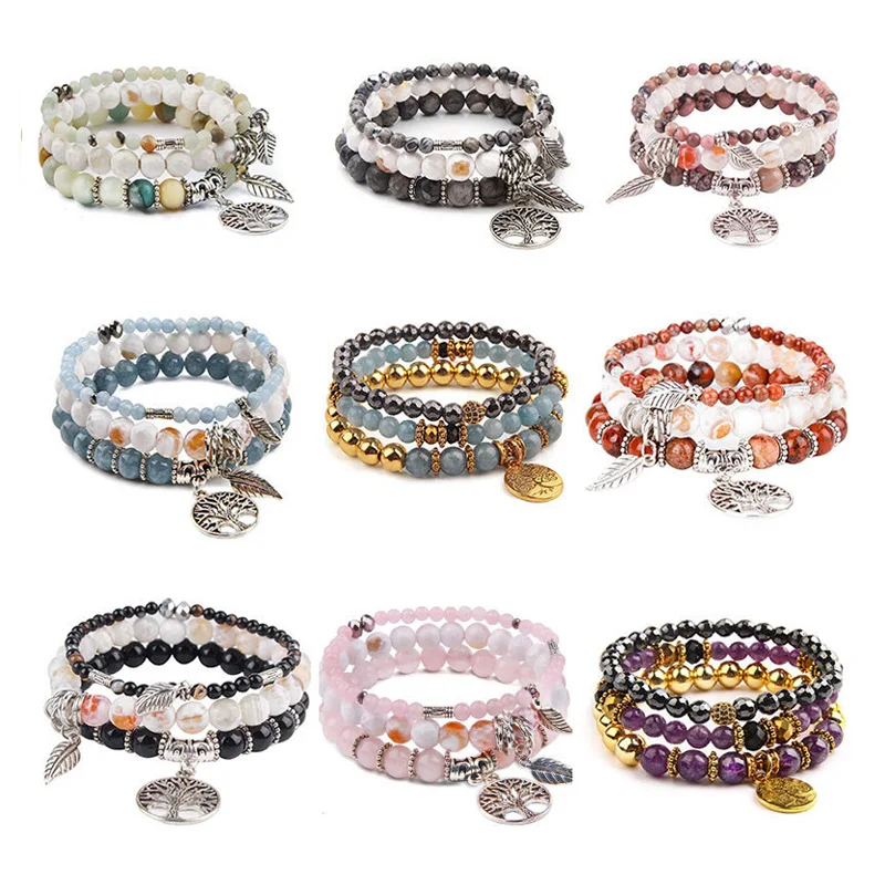 Natural Round Beads Bracelets - Tree of Life Turquoise Jasper