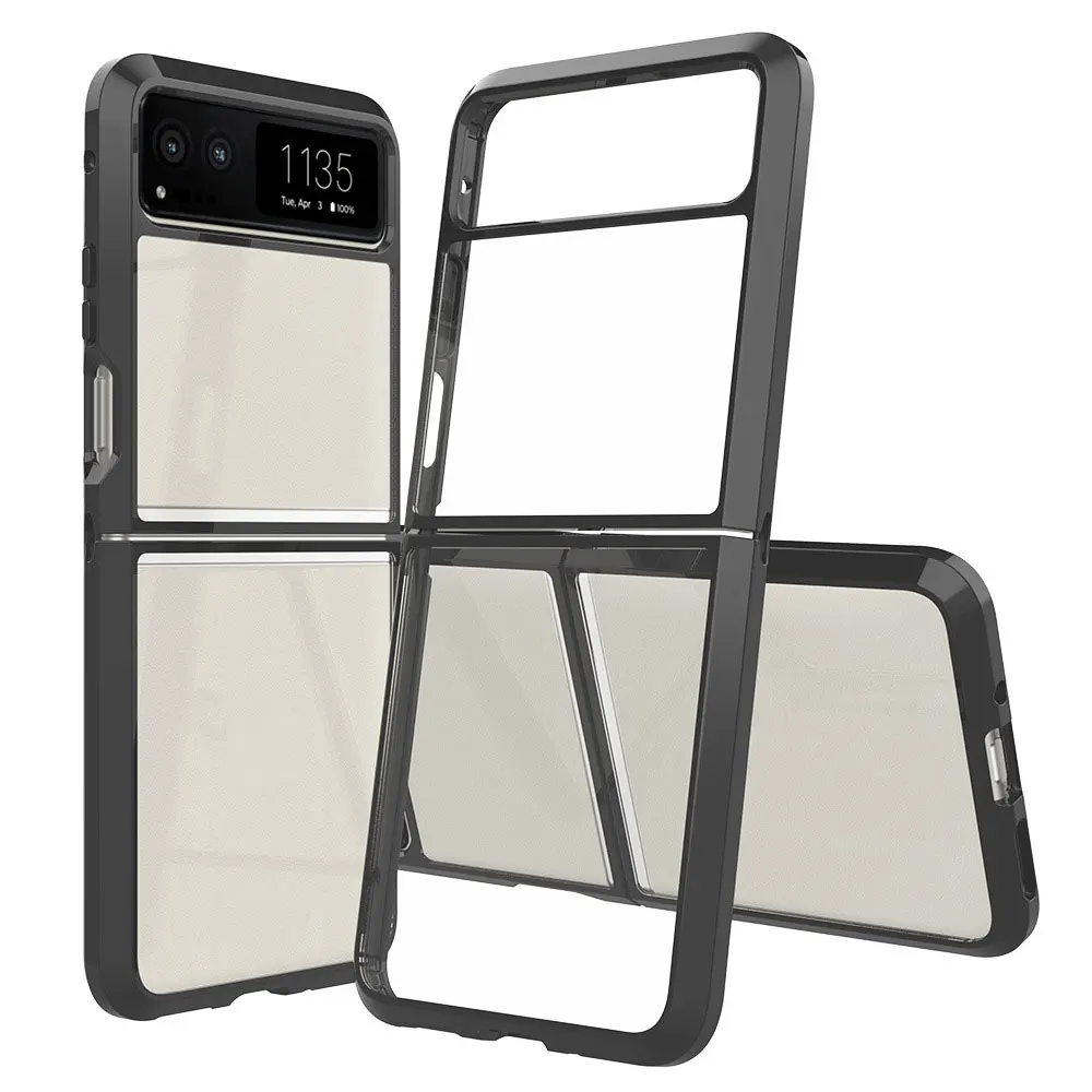 Factory Anti-Scratch Folding Mobile Phone Case Transparent Clear Anti-Fall Protective Cover For Moto Razr