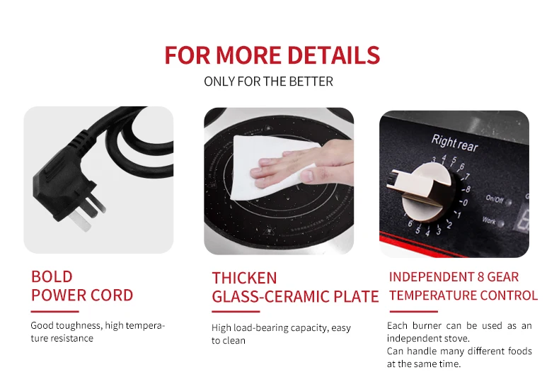 Lestov Tabletop 6 Rings Commercial Induction Hob With Knob Control For