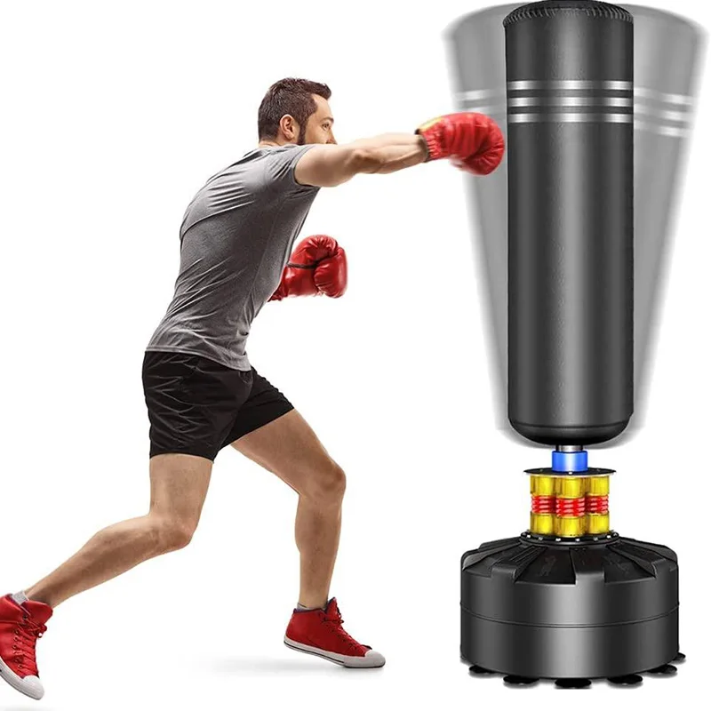 Standing Punching Bag For Adults With Pump And Gloves, 69'' Kick Boxing Bag With Stand Inflatable Freestanding Heavy Bag Kicking Bag For Training MMA Muay Thai Fitness