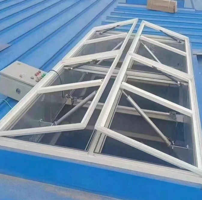 Smart Automatic Skylight Fire Control Aluminum Frame Exhaust Smoke Roof Skylights Pyramid Oval Shapes Automatically Opens