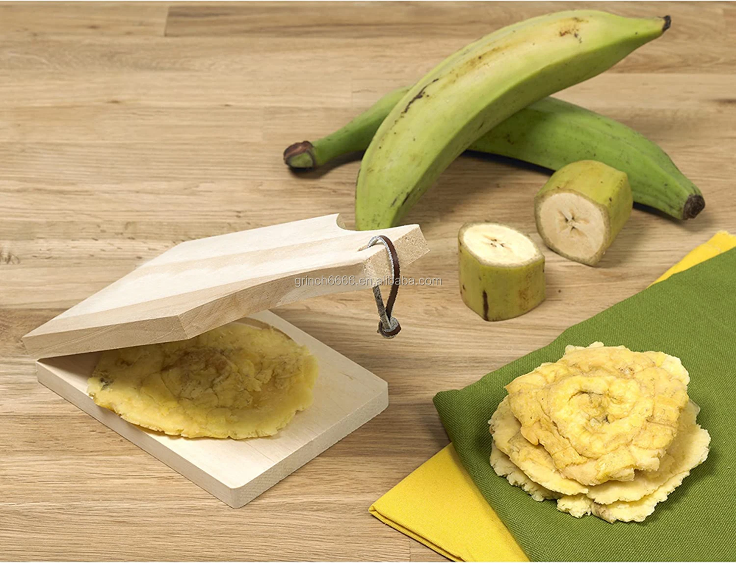 Banana Smasher Maker,plantain Masher,2 In 1 Wooden Tostonera