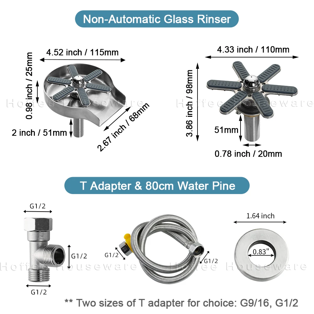 Premium Stainless Steel 304 Beer Glass Cup Rinser For Kitchen Sink