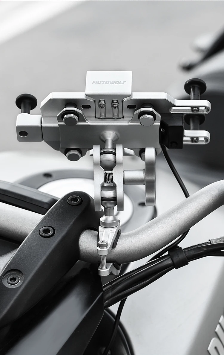Motowolf Motorcycle aluminum alloy anti-shake and anti-shake wireless fast charging Motorbike mobile phone holder with charger