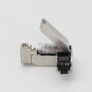 KRONZ RJ45 Field-wirable Assembly Angled Connector 4/8 Pin A Code Straight Metal Housing IP20 Gold-plated RJ45 Metal Connectors