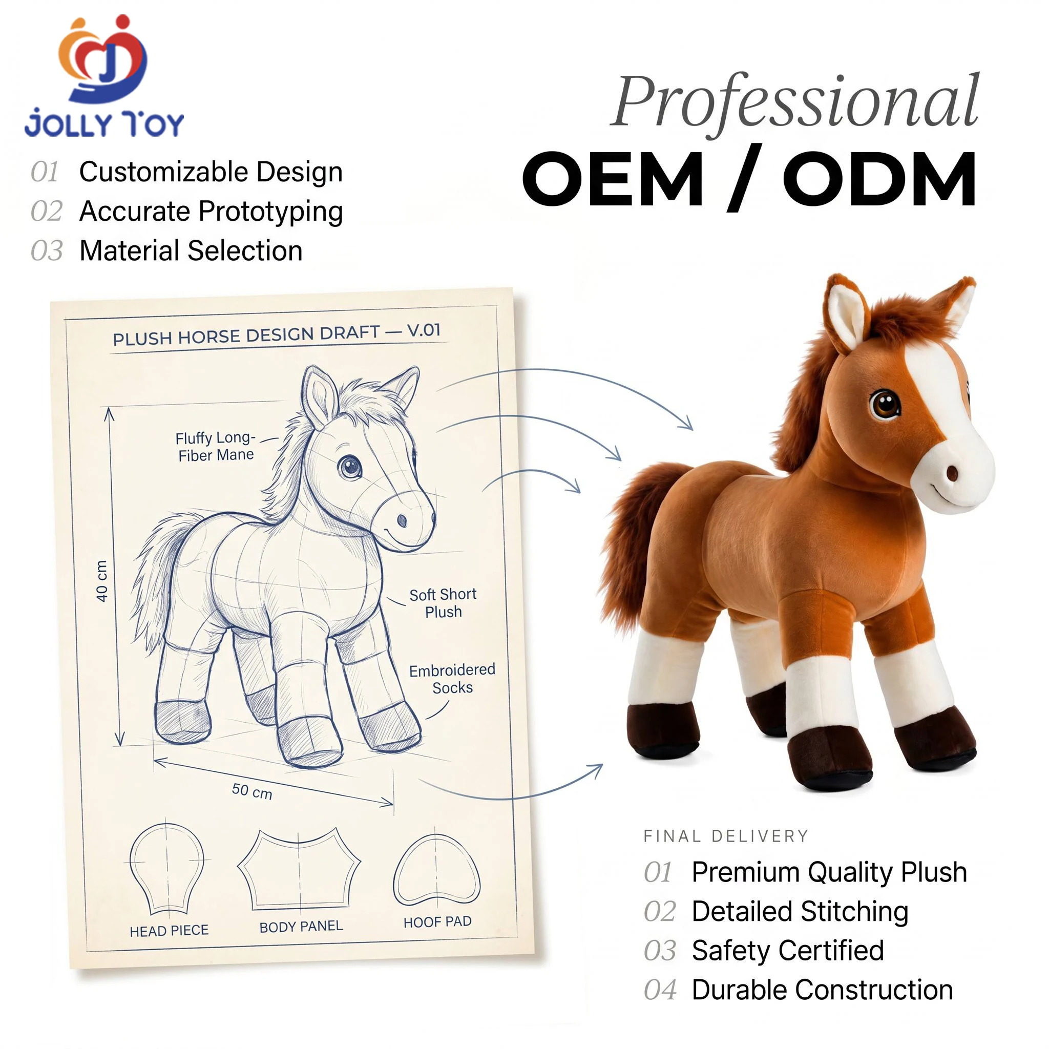Custom Plush Horse Toy Lifelike Stuffed Animal 20cm Soft Plushie OEM ODM Plush Toys Manufacturer