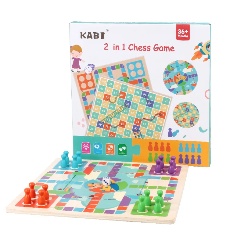 Kids Ludo Game Snakes & Ladders Game Puzzle Board Best Educational Toy for Kids 