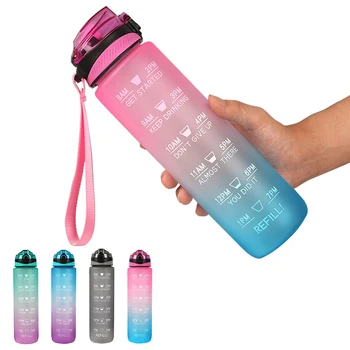 Amazon Top Seller Fashion Gradient 1000ml Motivational Water Bottle With Time Maker Gym Water Bottle
