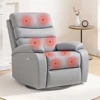 Sillón eléctrico reclinable, balanceador, giratorio y de masaje de lujo en gris claro.