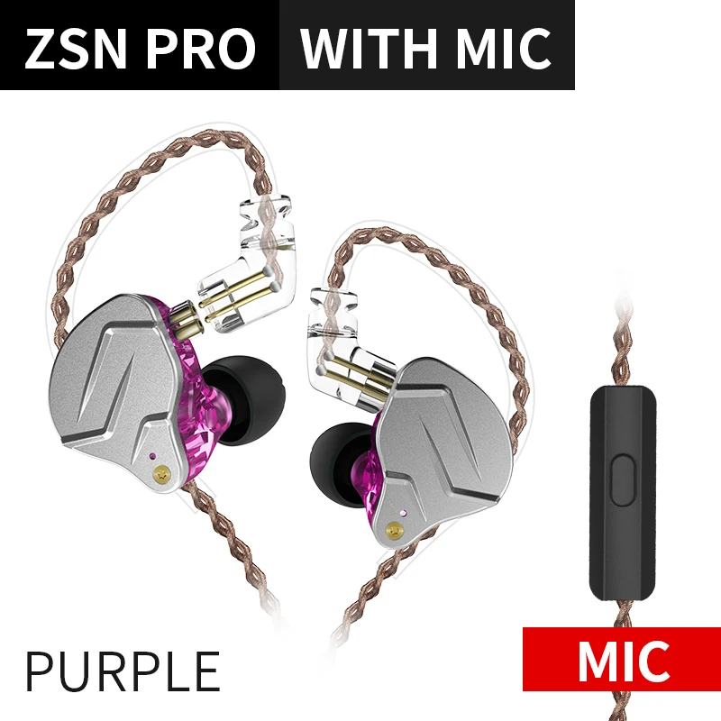 Fone De Ouvido, Intra Auricular, KZ ZSN PRO, MIC, Dynamic, 1,2m