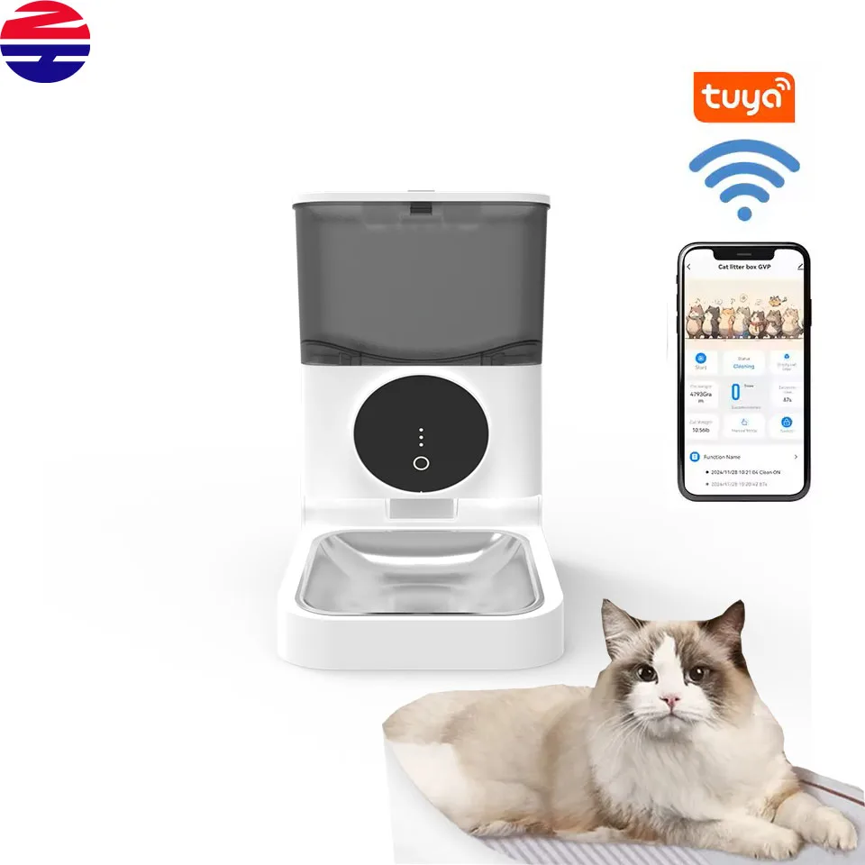 Top-Selling OEM 4.5L Smart Pet Feeder with Stainless Steel Bowl for Cats and Dogs, Controlled via Tuya App