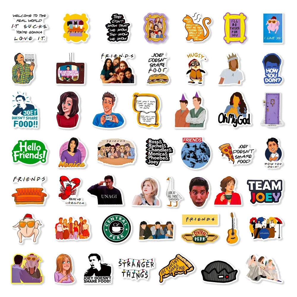 50pcs New Friends Tv Show Stickers For Notebook Laptop Car Wall Book ...