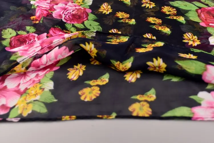 Новинка 2019, Женский Длинный Мягкий Шифоновый шарф с принтом, оптовая продажа, небольшой цветок пиона, дешевые женские шарфы с принтом, в наличии