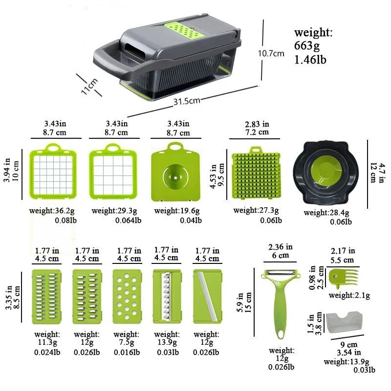 Hot Selling  16 in 1 Multifunctional Vegetable Chopper Container Stainless Steel Kitchen aperçu 5