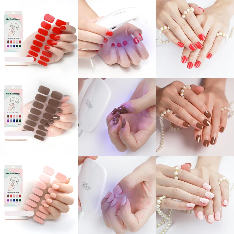 Korean 3d Semicured Nail Wrap Custom Logo Uv Cured Lamp For Gel