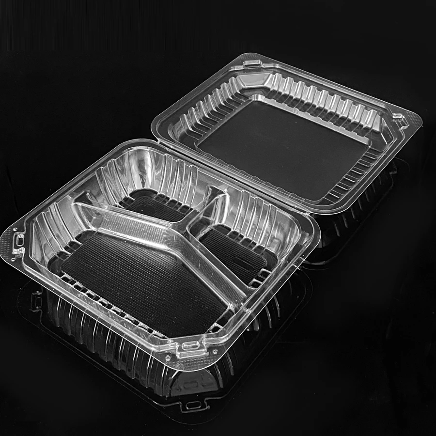Wholesale Disposable Plastic Packaging Clear Blister Box 3 Compartment