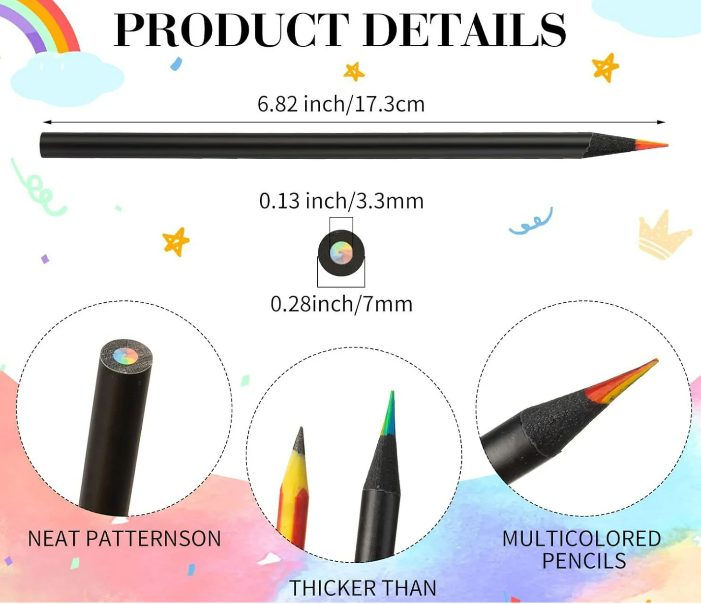7 Color Rainbow Colored Pencils For Coloring Books And Drawing_voghion.com