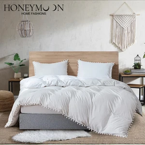 Breathable Comfortable Hotel Soft Pom Pom Duvet Cover Set Durable Comforter Cover 3 Pieces/1 Duvet Cover + 2 Pillowcases