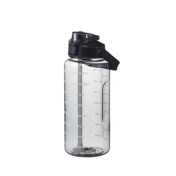 Custom logo Amazon top seller BPA free gym plastic water bottles with straw and time marker