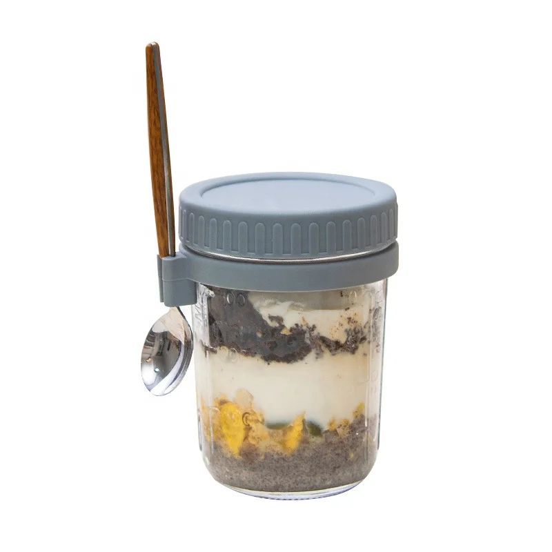 Wholesale Handle-Enabled Overnight Oats Container with Lid and Spoon - –  Candlora Glimmer Glass
