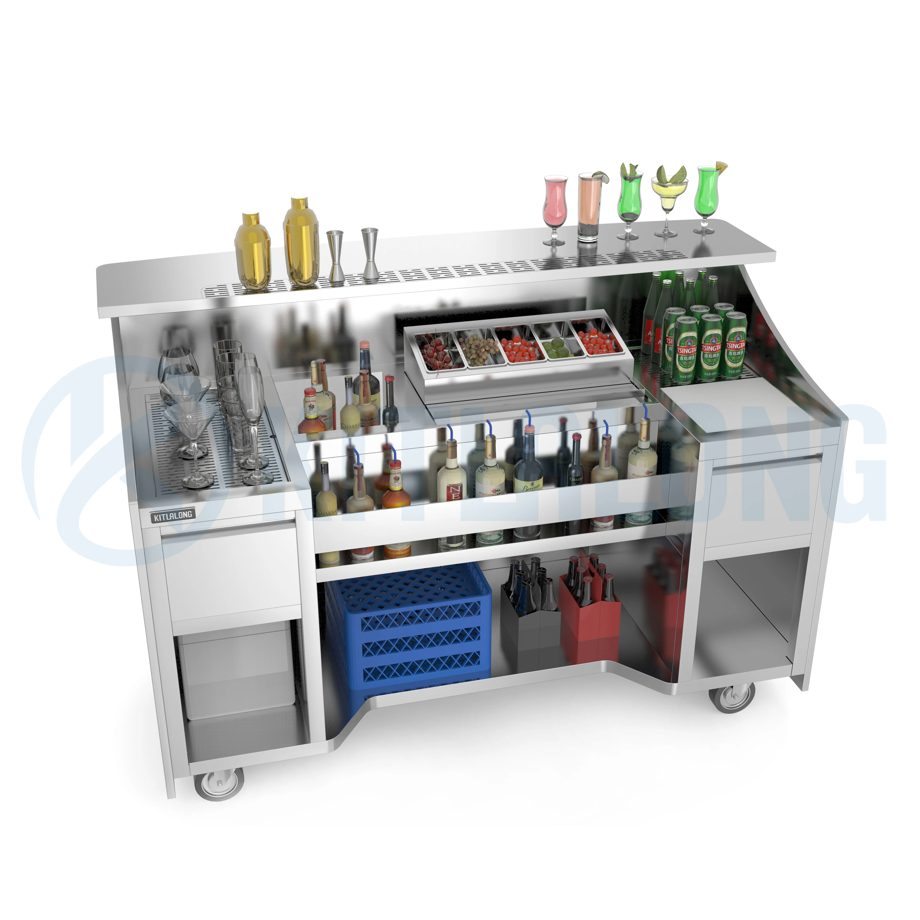 Kitlalong Stainless Steel Outdoor Movable And Foldable Bar Counter