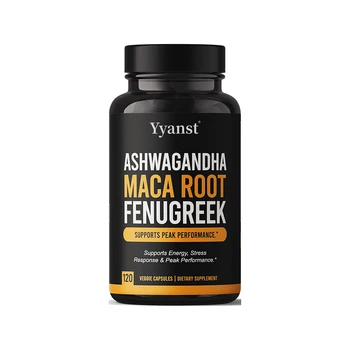 OEM Herbal Fenugreek Extract Black Maca Root Ashwagandha Root Capsules Support Energy Stress Response Maca Ashwagandha Capsules