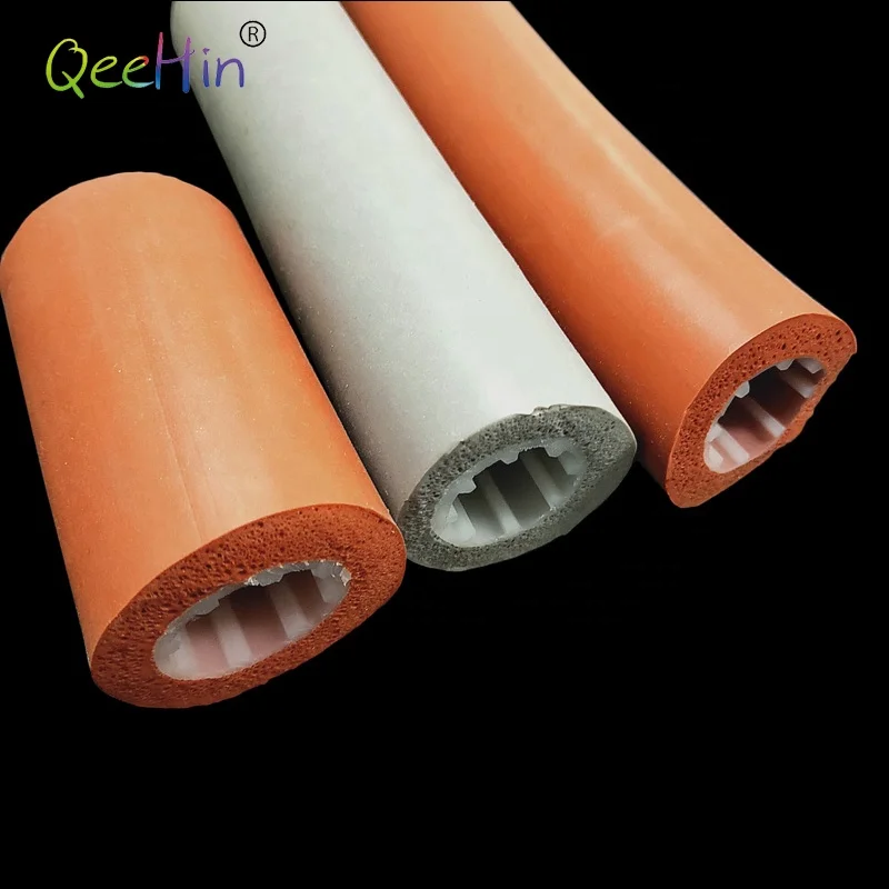 High Resilience Low Density Anti-aging Hose Pipe Insulation Foam Tube Composited Silicone Rubber Foam Pipe