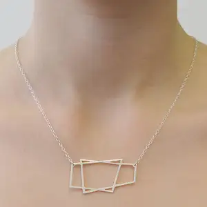 High Quality Trendy Style Sublimation 6 Cube Pendant Necklace Silver Geometric Interlocking Cubes Necklace for Women