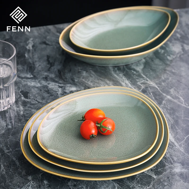 product fenn ceramic porcelain glaze color irregular dinner set tableware set hospitality ware for different style hotel924-62