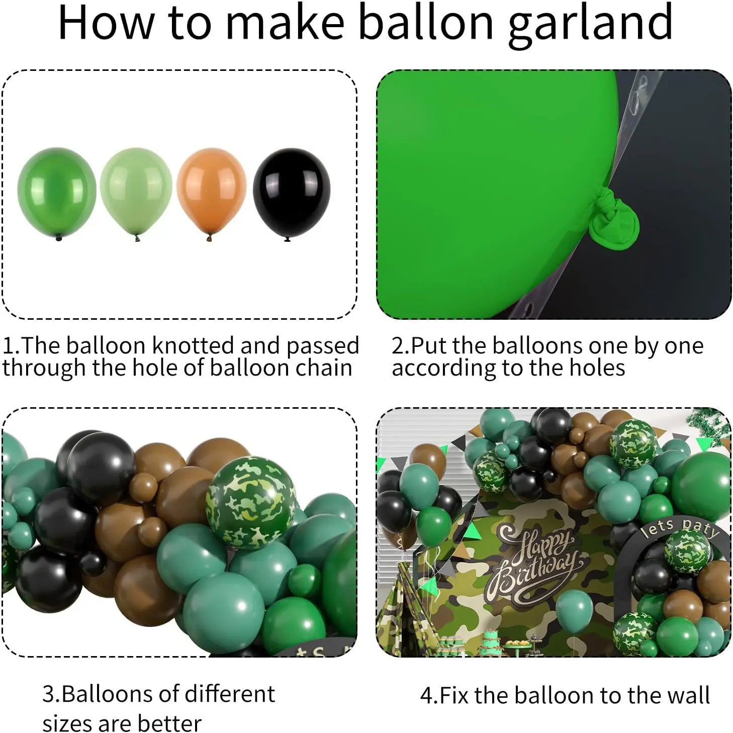 product happy birthday balloon garland arch kit black green balloons for  birthday party childrens party suppliers-3