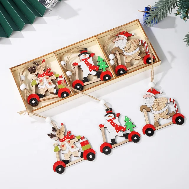 Christmas New Cartoon Children's Gift Christmas Tree Small Pendant Cute Santa Claus Snowman Elk Craft supplies Decoration
