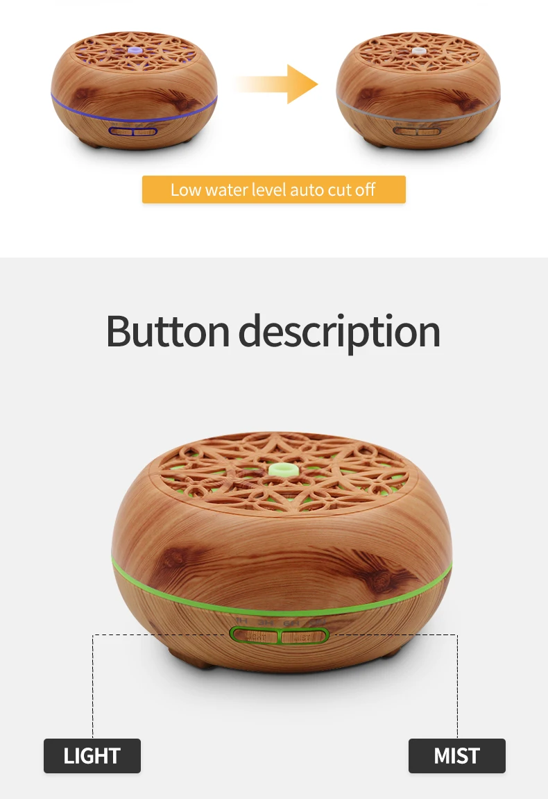 Wood Crafted Air Humidifier and Essential Oil Diffuser Best Buttons