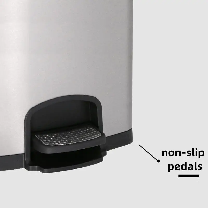 12 Liter Stainless Steel Foot Pedal Trash Can Home Touch Free
