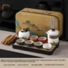 White+tea can+tea tray+yellow leather bag