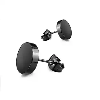 Custom Logo Id Name Blank Black Stud Mini Hoop Huggie Stainless Steel Male Jewelry Earrings For Men