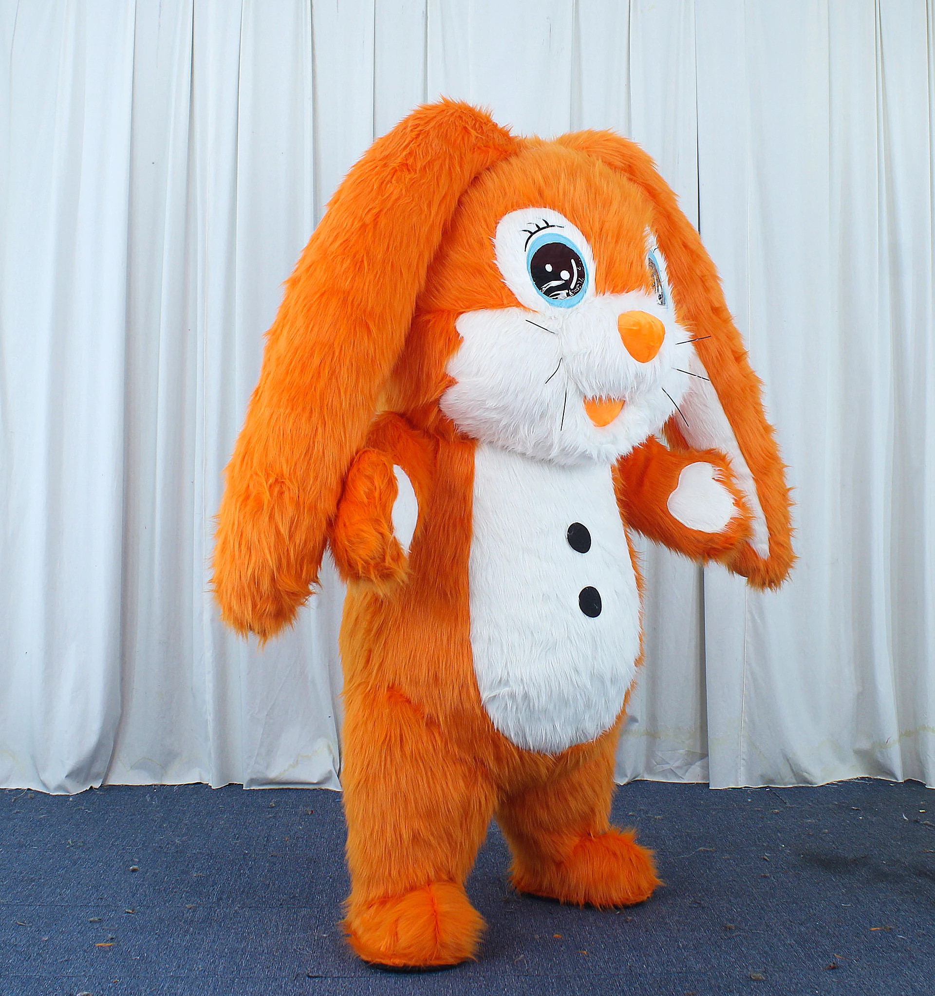 Unisex Inflatable Long-Eared Orange Rabbit Mascot Costume Lovely Cartoon Animal for Halloween & Easter Theme Entertainment