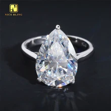 Pear Cut Big Moissanite Stone Wedding Ring 925 Sterling Silver VVS Moissanite Rings Jewelry Diamond Engagement Ring For Women