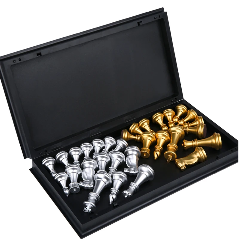 Medieval Chess Set With High Quality Chessboard 32 Gold Silver Chess Pieces Magnetic Board Game Chess Figure Sets Szachy Checker