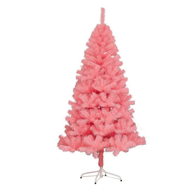 Pink Artificial Christmas Tree Hinged  Structure christmas tree 210cm with Metal Stand, 100% New PVC Material, Xmas Tree