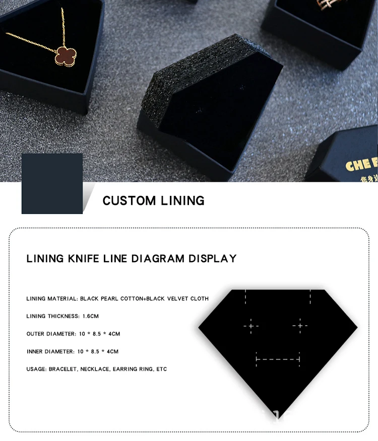 Jewellery Box Diamond Shaped Ring Stud Necklace Pendant Jewelry Box