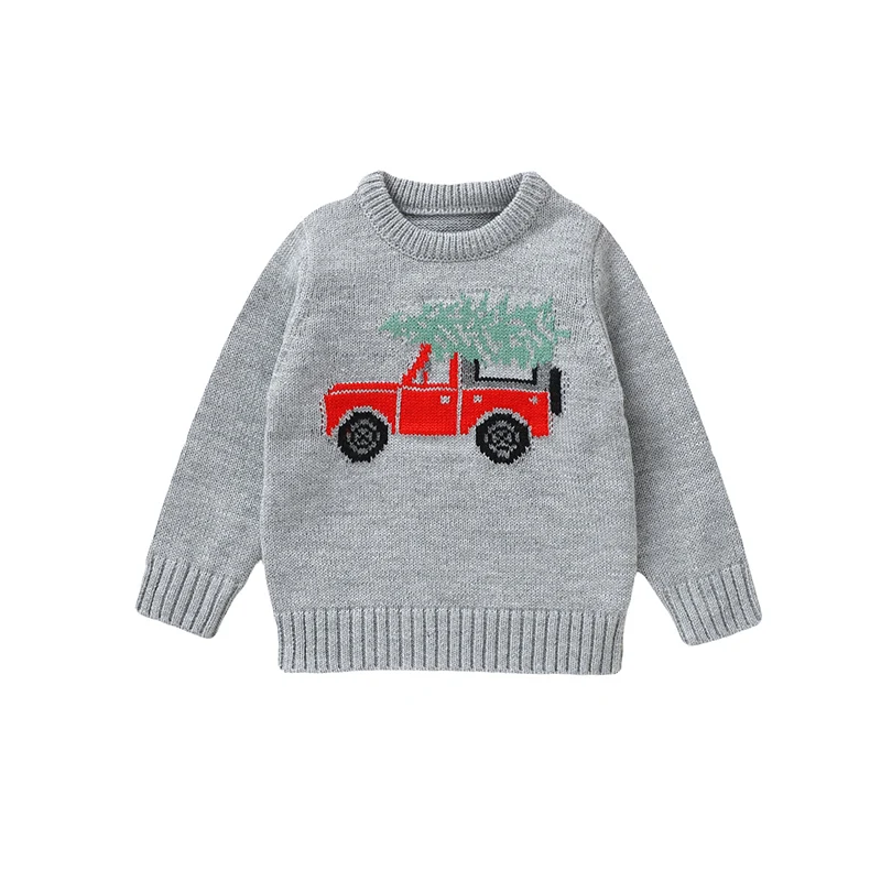 Mimixiong Trucks Baby Sweater Knitted Long Sleeve Jacquard Soft