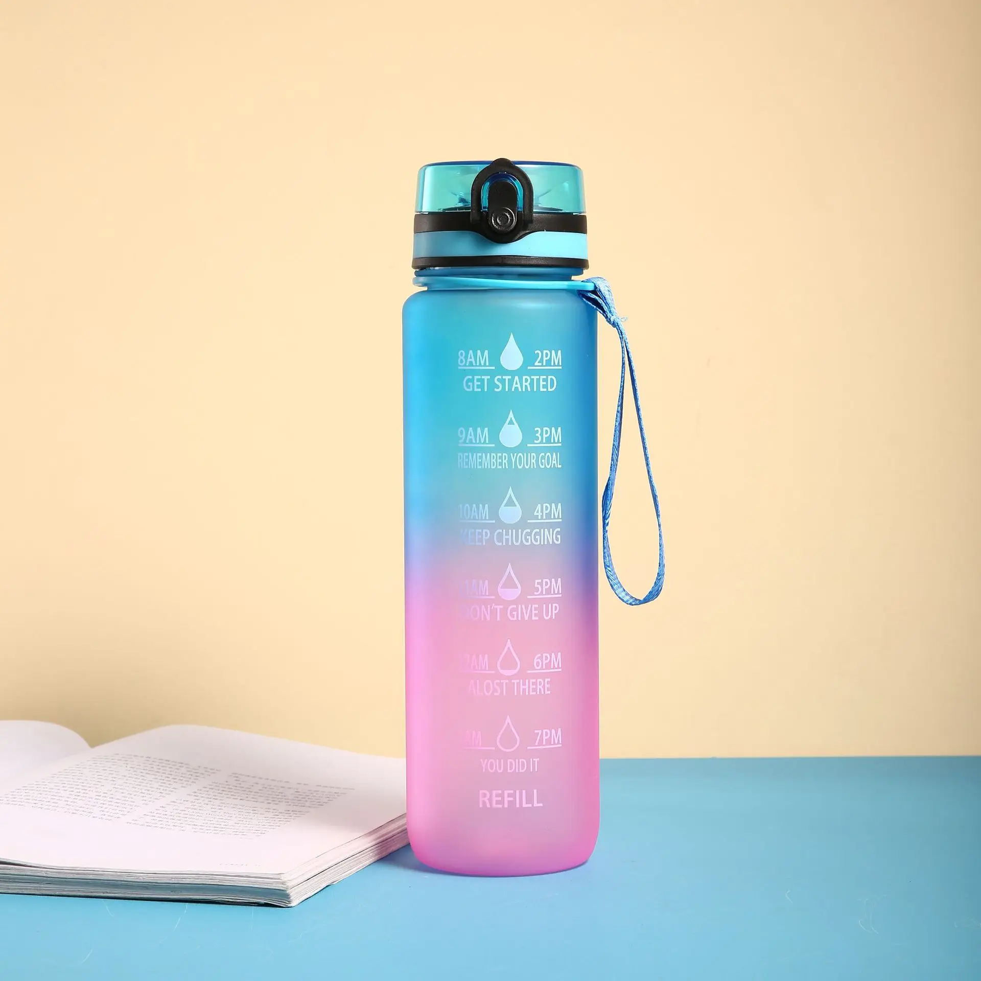 Leak Proof Bpa Free Clear Plastic Sports Water Bottle With Time