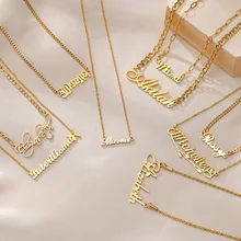 custom my name beaded necklace 18k gold plated 304 316 stainless steel girl necklaces personalized couples name arabic necklace