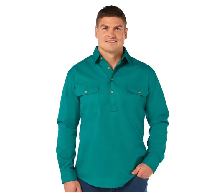 Support Customization Full Uniforms Used Uniform Shirts Mens Long Sleeve Half Button Work Shirt