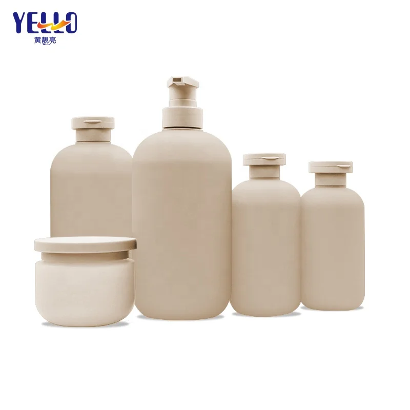Green Purple HDPE Soft Plastic Lotion Bottle Frosted Squeeze Shampoo Bottles and Cream Jar Set 200ml 300ml 500ml 800ml 250g